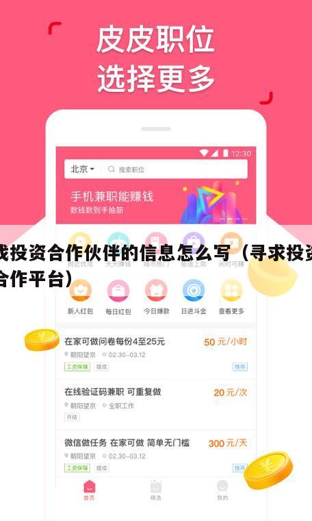寻找投资合作伙伴的信息怎么写（寻求投资人的合作平台）