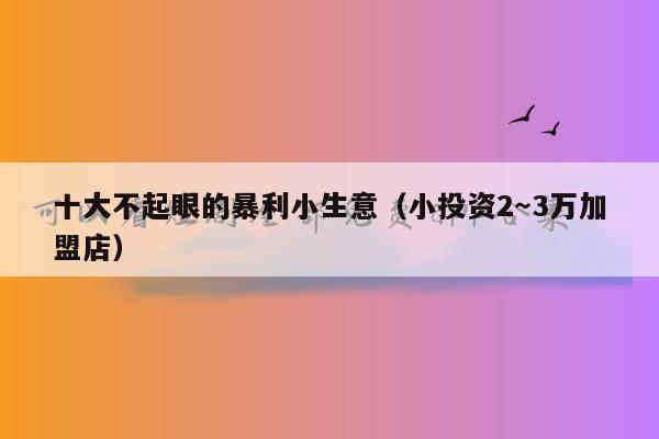 十大不起眼的暴利小生意（小投资2～3万加盟店）