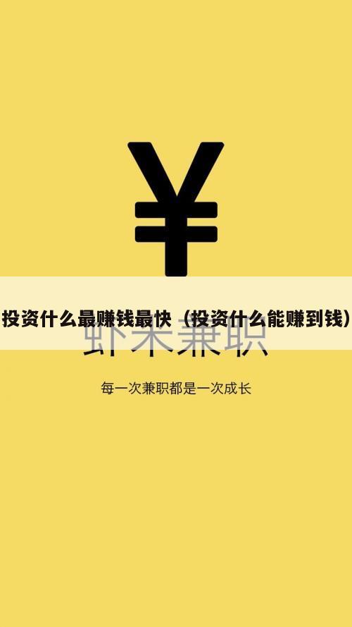 投资什么最赚钱最快（投资什么能赚到钱）