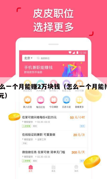 怎么一个月能赚2万块钱（怎么一个月能挣2w元）