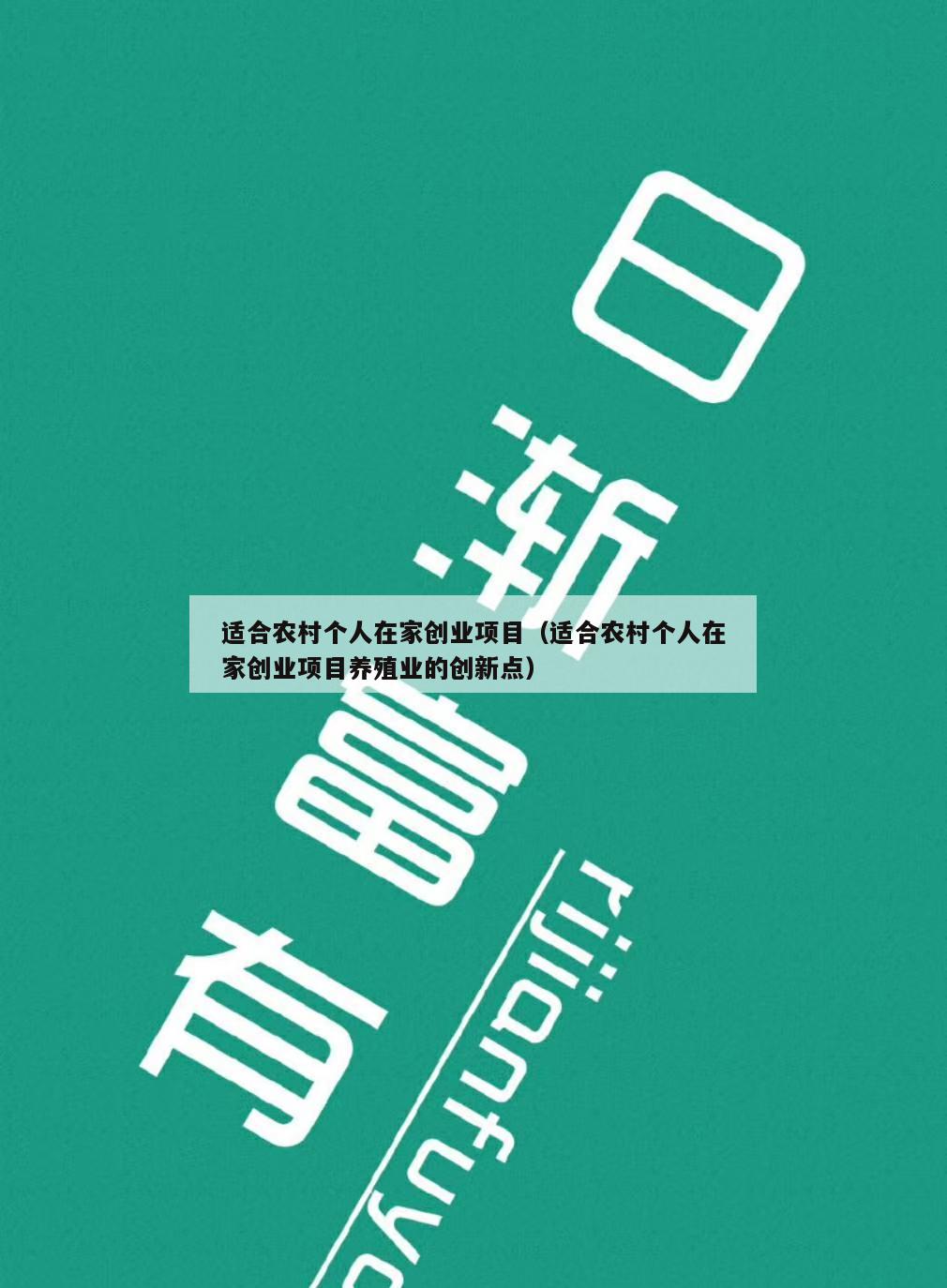 适合农村个人在家创业项目（适合农村个人在家创业项目养殖业的创新点）